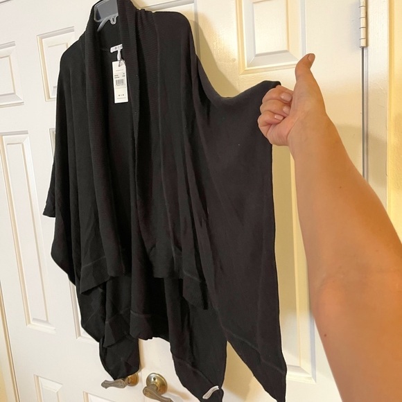 NWT Three Dots Black Wrap Shawl Sweater. Women's One Size. Large, Extra Large. - Picture 3 of 14